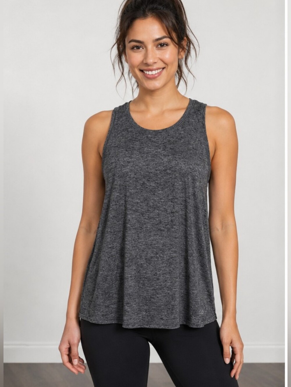 GAP GapFit Breathe Tie-Back Tank Heather Charcoal Gray Size Large
